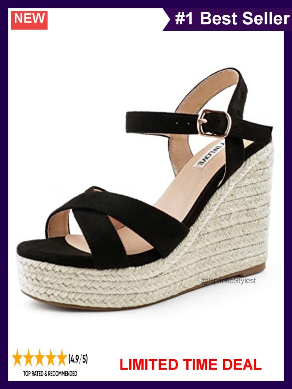 Faux Suede Espadrille Wedge Sandals Open Toe Ankle Strap Platform